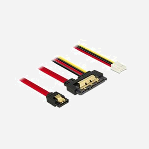 DeLOCK 85234 : Câble SATA III 0,3 m, Connecteur SATA 7-pin + Molex (4-pin) vers SATA 22-pin, Femelle/Femelle, Noir, Transfert 6 Gbit/s - Miniature 1