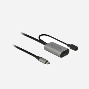 DeLOCK 85392 : Câble d'extension USB-C 3.2 Gen 1 (3.1 Gen 1) Actif, 5m, Alimentation Externe Optionnelle, AWG 22/28, Noir/Gris