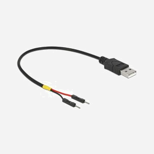DeLOCK 85401 - Câble USB A Mâle Noir - Longueur 0.2m - AWG 22 - Diamètre 3mm - Tension 5V - Compatible Plug and Play