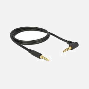 Câble Audio DeLOCK 85610 3.5mm Mâle-Mâle 1m Noir, Contacts Or, AWG24, Connecteur 1 Droit, Connecteur 2 Courbe, Sachet individuel - Miniature 2