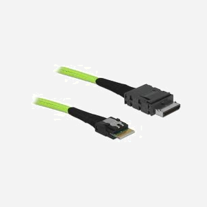 DeLOCK 85801 - Câble SAS 0.5m, OCuLink SFF-8611 vers Slim SAS SFF-8654, 32 Gbit/s, AWG 33, Noir/Vert - Miniature 1