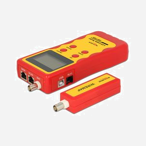 Testeur de câbles DeLOCK 86108 - BNC, RJ-12, RJ-45, USB - Écran LED, 9V - Dimensions 80x32x185mm - Jaune/Rouge - Sans piles - Miniature 3
