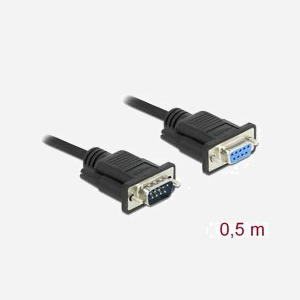 DeLOCK Câble Serial RS-232 9-Pin Mâle vers Femelle 0.5m - Rallonge RS232 Standard - Connecteurs Mini D-Sub9 - Noir - Ref. 86613 - Miniature 3