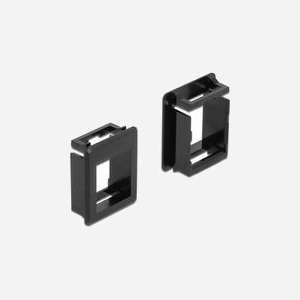 DeLOCK Support Keystone pour Boîtier - Lot de 4, Plastique Noir, Dimensions 22x25.6x9.6mm, Montage Encliquetage, Compatible Modules Keystone Standard