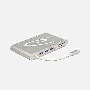 DeLOCK 87298 Station d'accueil USB 3.2 Gen 1 Type-C Argent, Lecteur Cartes SD/MMC/MicroSD, HDMI, Mini DisplayPort, RJ-45, 3x USB-A, Audio, Android/Windows - Miniature 1