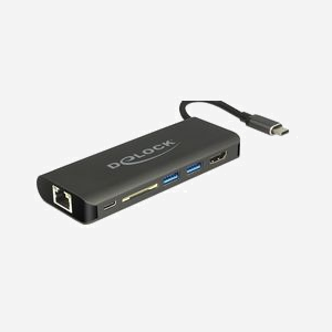 DeLOCK 87721 Station d'accueil USB 3.2 Gen 1 Type-A, Lecteur Cartes SD/MMC, 2x USB-A, 2x USB-C, HDMI, Compatible Windows/macOS/Linux