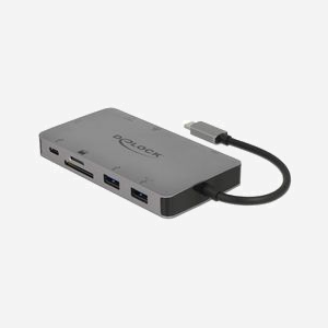 DeLOCK 87735 Station d'accueil USB 3.2 Gen 1 Type-C Gris, 2x USB-A, HDMI, VGA, Lecteur SD/SDHC/SDXC, Résolution 4K, Compatible Windows/macOS/Linux - Miniature 1