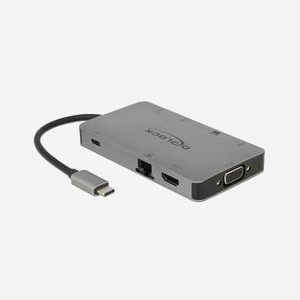DeLOCK 87735 Station d'accueil USB 3.2 Gen 1 Type-C Gris, 2x USB-A, HDMI, VGA, Lecteur SD/SDHC/SDXC, Résolution 4K, Compatible Windows/macOS/Linux - Miniature 4