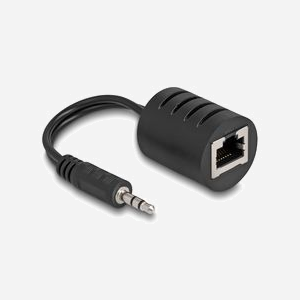 DeLOCK Set Adaptateur Audio Stéréo RJ45 Femelle vers Jack 3.5mm Mâle, Cat.5, Jusqu'à 50m, 2 Unités, Noir, AWG28 - Miniature 1