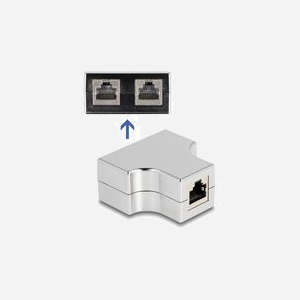 DeLOCK Adaptateur RJ45 87860 Diviseur Cat.5e STP 1x RJ45 Femelle vers 2x RJ45 Femelle, Contacts Or, Blindage S/UTP (STP), 50x52x26mm - Miniature 1