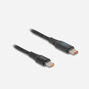 DeLOCK Câble USB 2.0 Type-C Mâle/Mâle, Power Delivery 3.1 (140W), Indicateur de Puissance, 1.2m, AWG 28/20, Tresse Textile - Miniature 1