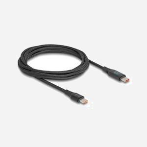 DeLOCK Câble USB 2.0 Type-C Mâle/Mâle, Power Delivery 3.1 (140W), Indicateur de Puissance, 1.2m, AWG 28/20, Tresse Textile - Miniature 2