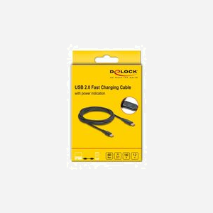 DeLOCK Câble USB 2.0 Type-C Mâle/Mâle, Power Delivery 3.1 (140W), Indicateur de Puissance, 1.2m, AWG 28/20, Tresse Textile - Miniature 4