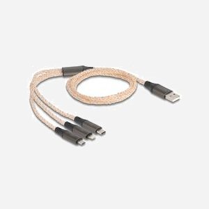 DeLOCK Câble USB 2.0 RGB 3-en-1 Type-A vers Lightning/Micro USB-B/USB Type-C, 1.2m, 5V 3A, AWG22, Nylon, éclairage multi-couleur - Miniature 2