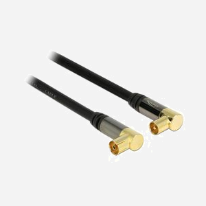 DeLOCK 88781 : Câble Coaxial RG-6/U 1m Noir, Connecteurs IEC plaqués Or, Impédance 75 Ohm, Conditionnement individuel - Miniature 2