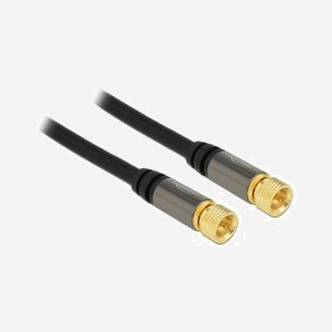 DeLOCK 88918 : Câble coaxial RG-6/U 1m, connecteurs F plaqués or, impédance 75 Ohm, noir, conditionnement individuel sous sachet. - Miniature 2