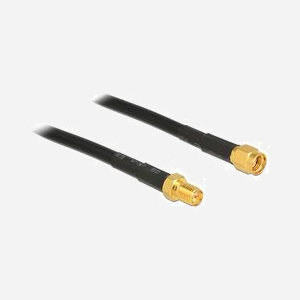 DeLOCK Câble Coaxial 3m CFD200 RP-SMA vers RP-SMA Noir, 50 Ohm, Conditionnement Sachet Polyéthylène, Connecteurs Droit - Miniature 1