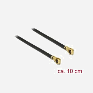 Câble coaxial DeLOCK 89642, 0,1 m, Connecteurs MHF IV/HSC MXHP32, Type 1.13, Impédance 50 Ohm, Noir/Or, Gaine 1.13mm, Conditionnement sachet