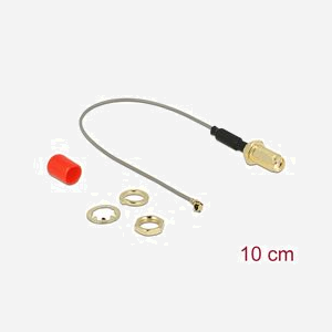DeLOCK 89832 : Câble Coaxial 0.1m, Connecteur SMA, Impédance 50 Ohm, Gris, Conditionnement individuel en sachet polyéthylène - Miniature 1