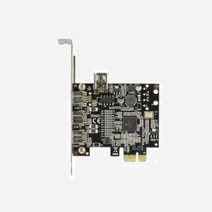 Carte d'Interface DeLOCK 89864 PCIe vers IEEE 1394/Firewire, chipset Texas Instruments, 3 ports FireWire 800 externes, 1 port interne, 0.8 Gbit/s, support Windows et Linux - Miniature 3