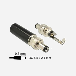 Connecteur DC DeLOCK 89913 Noir/Nickel 18V 2A, contacts Nickelés, Ø extérieur 1.06cm, Longueur 39.5mm, conditionnement sachet individuel - Miniature 2