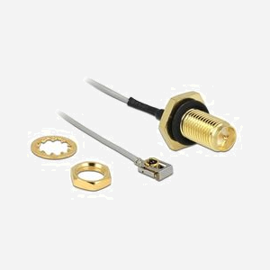 DeLOCK 89932 : Câble Coaxial 0.35m, Connecteur SMA (Droit) vers MHF I LK (Courbe), 50 Ohm, Noir/Gris, Conducteur 1.13mm - Miniature 2