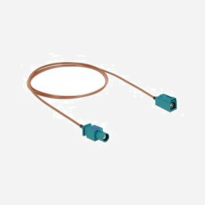 DeLOCK Câble Antenne FAKRA Z mâle vers FAKRA Z femelle RG-316/U 0.5m, 50 Ohm, 2.4 GHz, Gain 2 dB, Connecteurs droits, Beige/Bleu