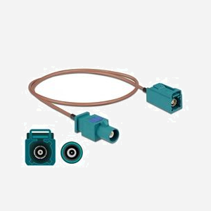DeLOCK Câble Antenne FAKRA Z mâle vers FAKRA Z femelle RG-316/U 0.5m, 50 Ohm, 2.4 GHz, Gain 2 dB, Connecteurs droits, Beige/Bleu - Miniature 2