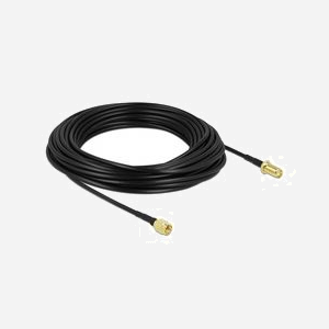 DeLOCK Câble d'antenne 90444, 15m, SMA mâle vers SMA femelle, LMR100, 50 Ohm, contacts or, noir