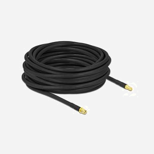 DeLOCK Câble Antenne RP-SMA Mâle vers RP-SMA Femelle 10m LMR300 Noir - Impédance 50 Ohm, Contacts Or, Diamètre Isolation 7.5mm