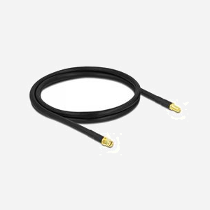 DeLOCK Câble Antenne RP-SMA Mâle vers RP-SMA Femelle LMR300 1m, Impédance 50 Ohm, Contacts Or, Noir