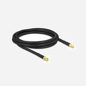 DeLOCK Câble Antenne RP-SMA Mâle vers RP-SMA Femelle 2m LMR300 50 Ohm Connecteurs Plaqué Or Noir