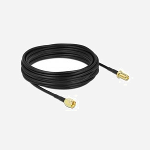 DeLOCK Câble Antenne RP-SMA Mâle vers RP-SMA Femelle 10m LMR100, 50 Ohm, Contacts Or, Noir, Connecteurs Droit