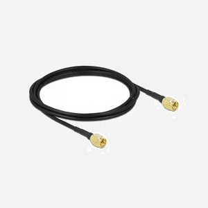 DeLOCK Câble Antenne 90469, SMA Mâle vers SMA Mâle, 2m LMR100, 50 Ohm, Connecteurs Or, Noir, Facteur de Forme Droit.