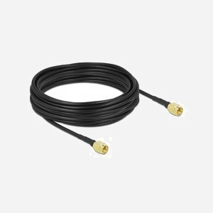 DeLOCK Câble d'antenne SMA mâle vers SMA mâle 10m LMR100, contacts or, connecteurs droits, noir, diamètre 2.79mm, réf. 90471