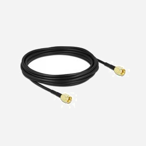 DeLOCK Câble Antenne RP-SMA Mâle vers RP-SMA Mâle 5m LMR100, 50 Ohm, Contacts Or, Noir - Connecteurs Droits