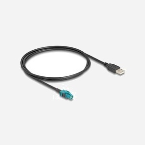 DeLOCK Câble HSD Z Femelle vers USB 2.0 Type-A Mâle 1m, Impédance 100 Ohm, Bande de Fréquence 6 GHz, Connecteurs Droit, Noir - Réf. 90534