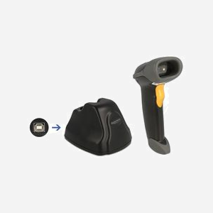 DeLOCK Scanner Code-Barres 1D/2D 2.4GHz, CMOS 640x480, portée 100m, USB 2.0, mémoire 16Mo, batterie 2000mAh, station de chargement incluse - Miniature 2