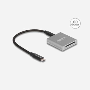 DeLOCK 91006 Lecteur Carte Mémoire SD Express USB Type-C 10 Gbps SD/SDHC/SDXC UHS-I/UHS-II Boîtier Aluminium 41x45x9mm Gris - Miniature 3