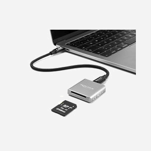 DeLOCK 91006 Lecteur Carte Mémoire SD Express USB Type-C 10 Gbps SD/SDHC/SDXC UHS-I/UHS-II Boîtier Aluminium 41x45x9mm Gris - Miniature 4