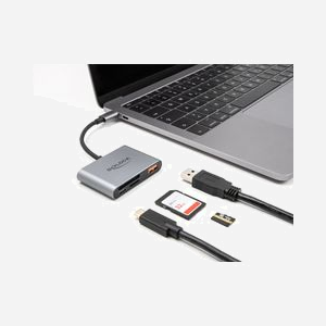 DeLOCK 91016 Lecteur Cartes Mémoire USB 2.0 Type-C Gris - Compatible MicroSD/SD - Transfert 10000 Mbit/s - Boîtier Métal - Support Windows/macOS/Linux - Miniature 2