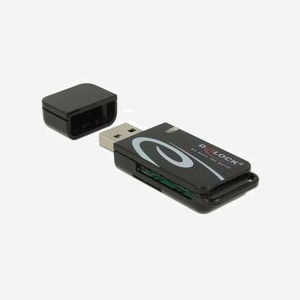 DeLOCK Lecteur de carte mémoire USB 2.0 91602, support SD/MicroSD/MMC, taux transfert 480 Mbit/s, 22x60x11mm, compatible Windows/macOS/Linux/Android/Chrome OS - Miniature 1