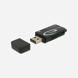 DeLOCK Lecteur de carte mémoire USB 2.0 91602, support SD/MicroSD/MMC, taux transfert 480 Mbit/s, 22x60x11mm, compatible Windows/macOS/Linux/Android/Chrome OS - Miniature 2