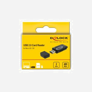 DeLOCK Lecteur de carte mémoire USB 2.0 91602, support SD/MicroSD/MMC, taux transfert 480 Mbit/s, 22x60x11mm, compatible Windows/macOS/Linux/Android/Chrome OS - Miniature 3