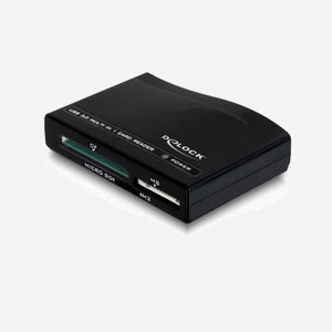 DeLOCK 91712 Lecteur Cartes Mémoire USB 3.2 Gen 1 (3.1 Gen 1) Noir - Compatible CF, SD, microSDHC, MMC, MS - Windows/Linux - 86.6 x 21.3 x 58.9 mm - Miniature 1
