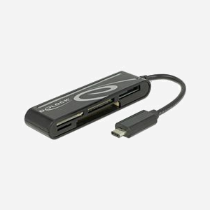 DeLOCK 91739 Lecteur Cartes Mémoire USB 2.0 Noir, Supports CF/SD/MicroSD/MMC/MS, Max 2.05 To, 480 Mbit/s, Câble 0.15m, Windows/macOS/Android