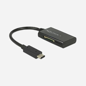 Lecteur de carte mémoire DeLOCK 91740 USB 3.2 Gen 1 Type-C Noir compatible SD/SDHC/SDXC/MicroSD/MMC, taux transfert 480Mbit/s, support Windows/macOS/Android