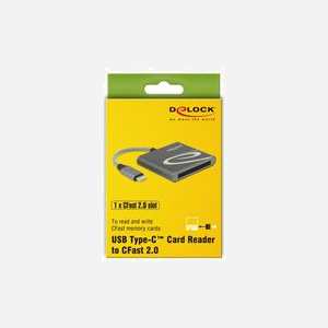 Lecteur de carte mémoire DeLOCK 91745 CFast/CFast 2.0 USB 3.2 Gen 1 (3.1 Gen 1) Type-C Noir/Argent 5000 Mbit/s, Aluminium, Windows/macOS/Linux - Miniature 2