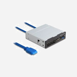 DeLOCK Lecteur Cartes 3.5" USB 3.2 Gen 1 (5 Gbps) 6 Slots CF/SD/MicroSD/MS/xD + USB Type-A Femelle, Boîtier Métal Noir/Gris, Windows/Linux - Miniature 1