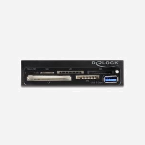 DeLOCK Lecteur Cartes 3.5" USB 3.2 Gen 1 (5 Gbps) 6 Slots CF/SD/MicroSD/MS/xD + USB Type-A Femelle, Boîtier Métal Noir/Gris, Windows/Linux - Miniature 2